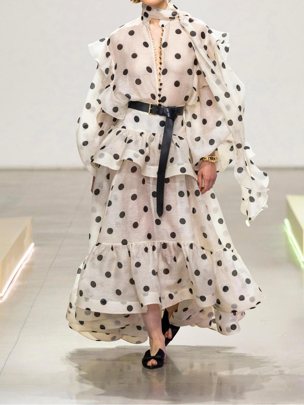 Zimmermann Crush Polka Dot Silk & Linen Maxi Skirt and Blouse Set